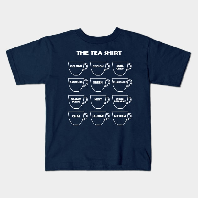 Funny Wordplay showing many types of Teas Kids T-Shirt by tonyponline
